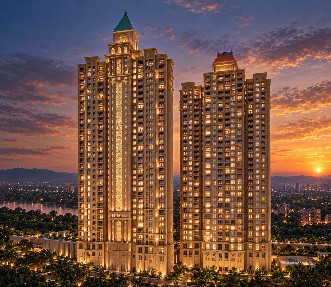 Supplied Golden Willows tower visual, with a landscaped foreground
