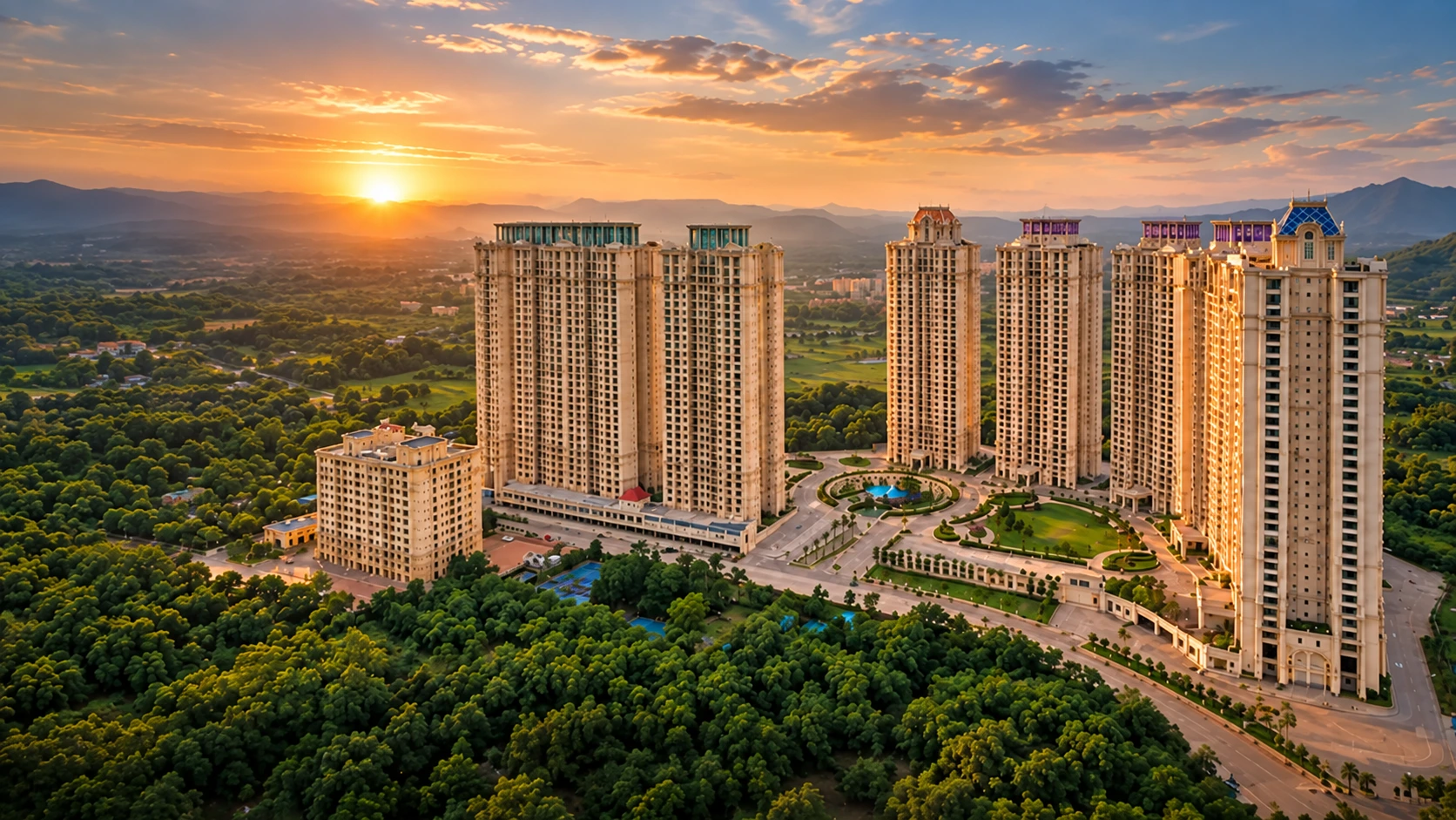 Architecture and open space at the existing Hiranandani Fortune City township